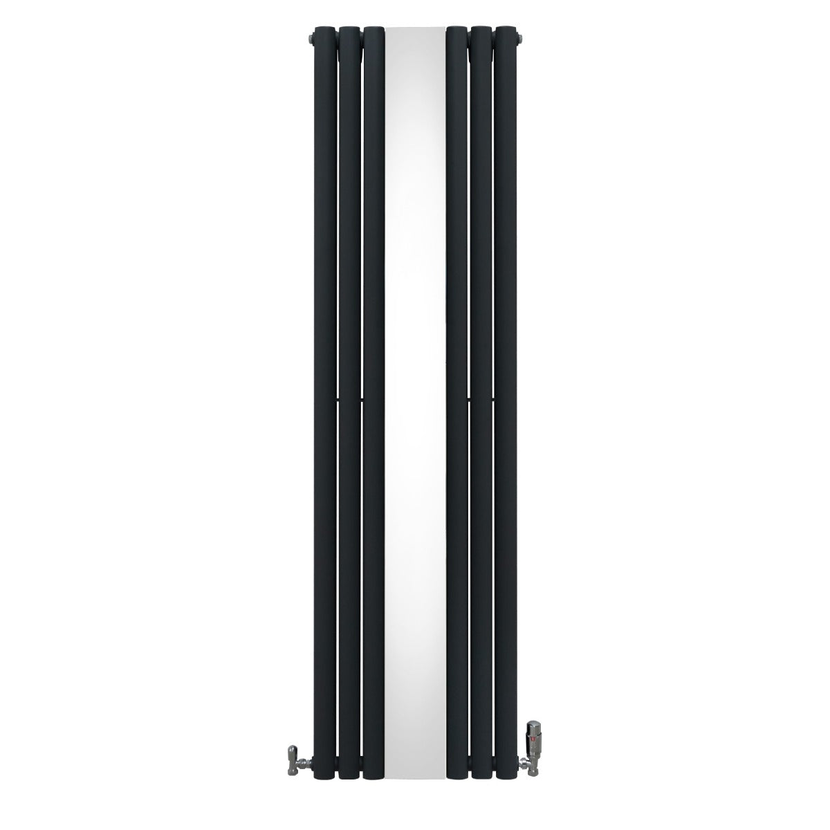 Oval Mirror Radiator & Valves - 1800mm x 500mm - Anthracite Grey - Used - Very Good