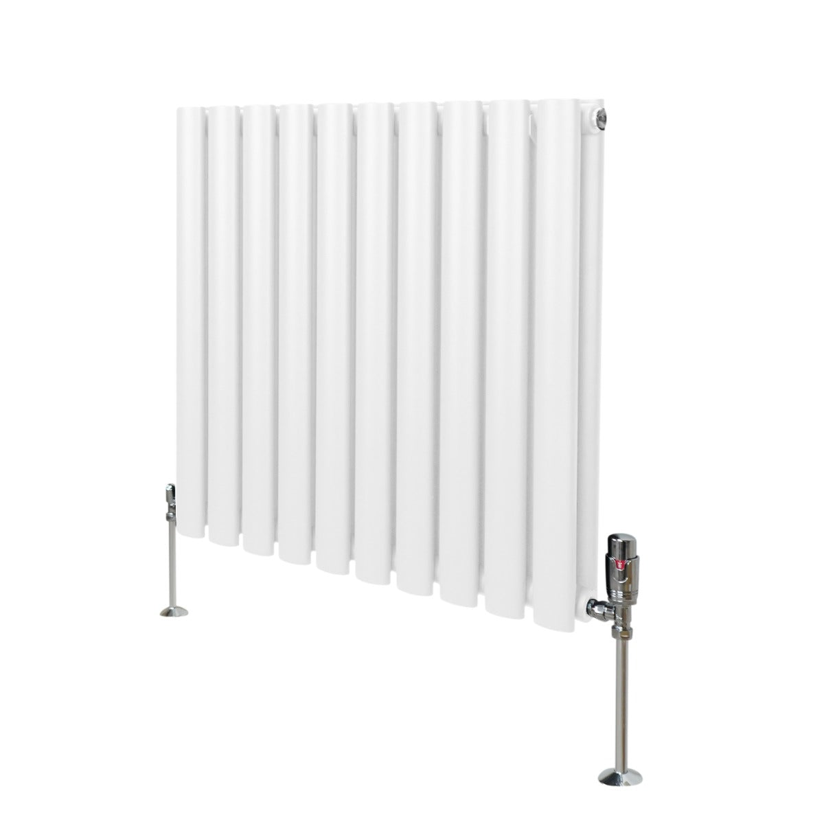 Oval Column Radiator & Valves - 600mm x 600mm – White - Used - Acceptable
