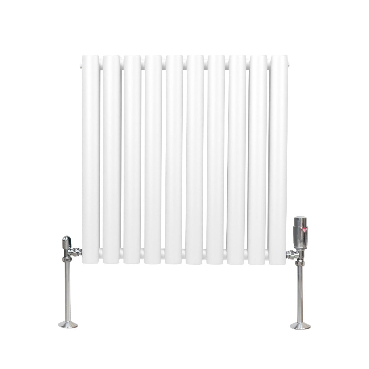 Oval Column Radiator & Valves - 600mm x 600mm – White - Used - Acceptable