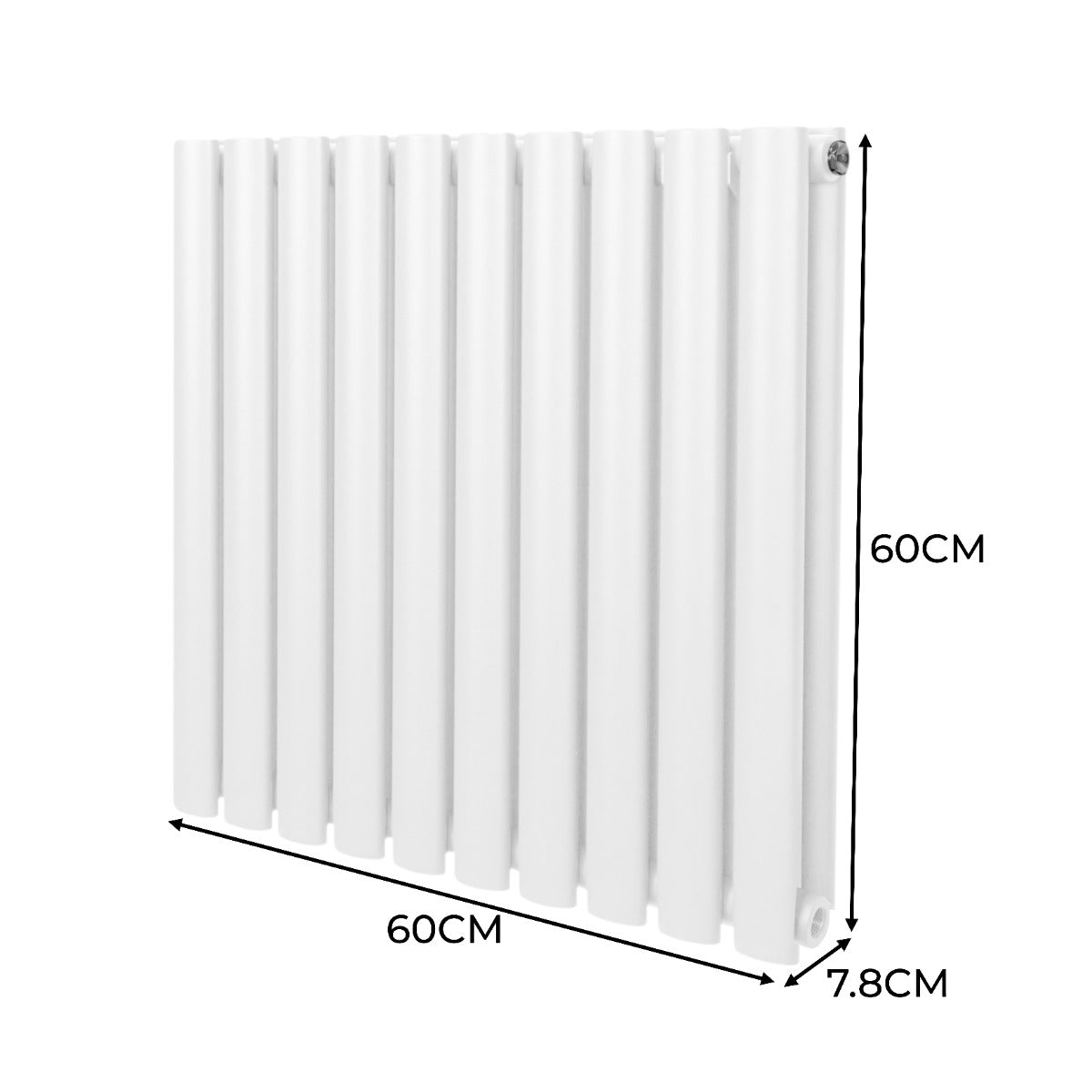 Oval Column Radiator & Valves - 600mm x 600mm – White - Used - Acceptable