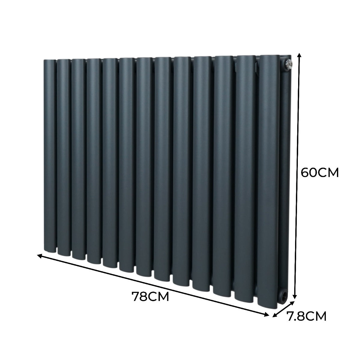 Oval Column Radiator & Valves - 600mm x 780mm – Anthracite Grey - Used - Very Good
