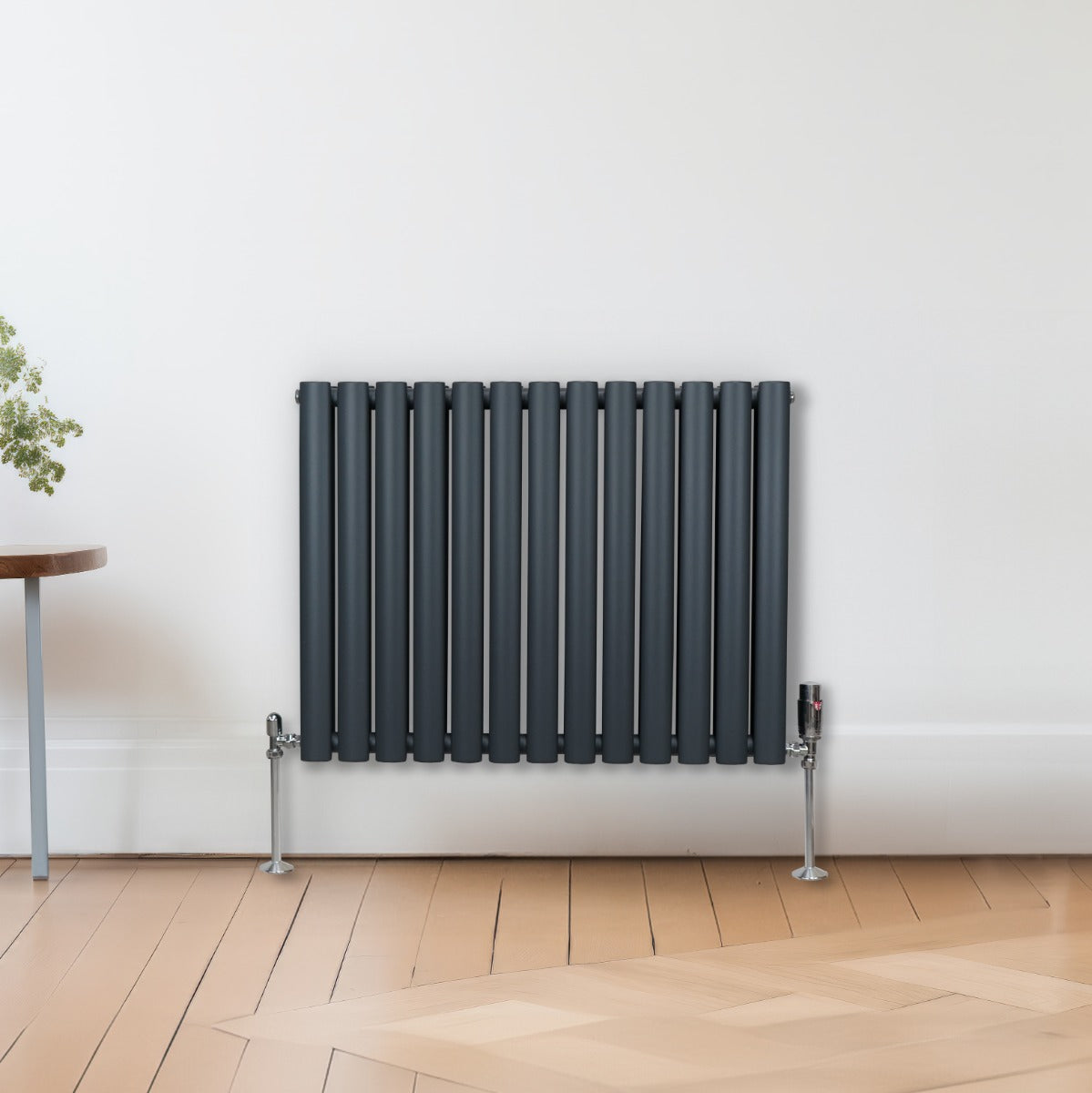 Oval Column Radiator & Valves - 600mm x 780mm – Anthracite Grey - Used - Very Good