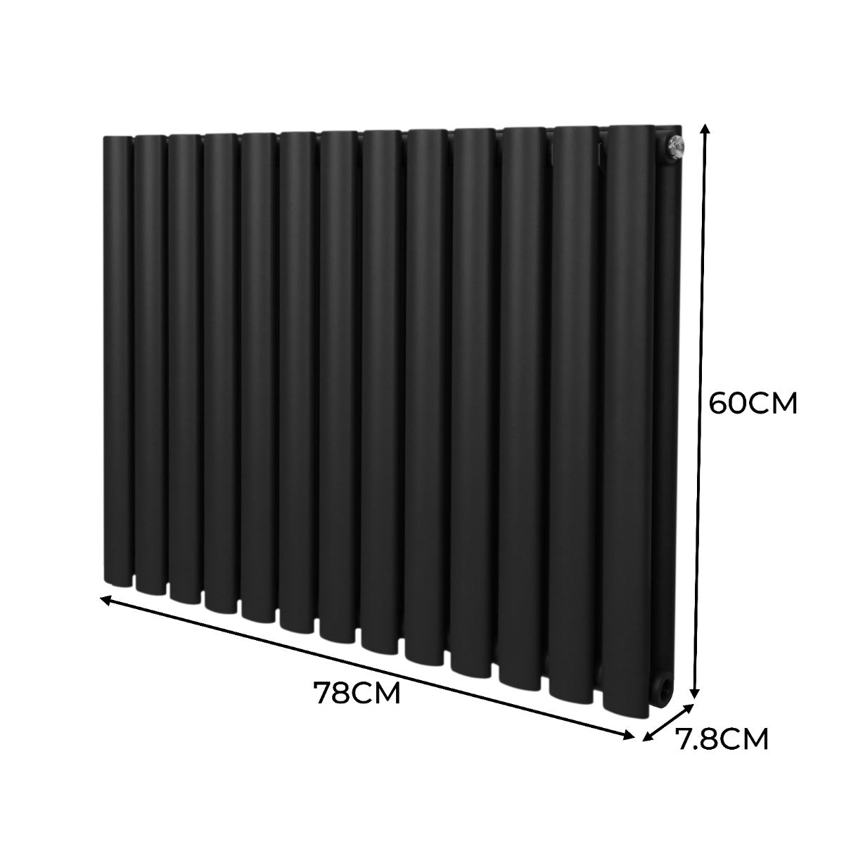 Oval Column Radiator & Valves - 600mm x 780mm – Black - Used - Very Good