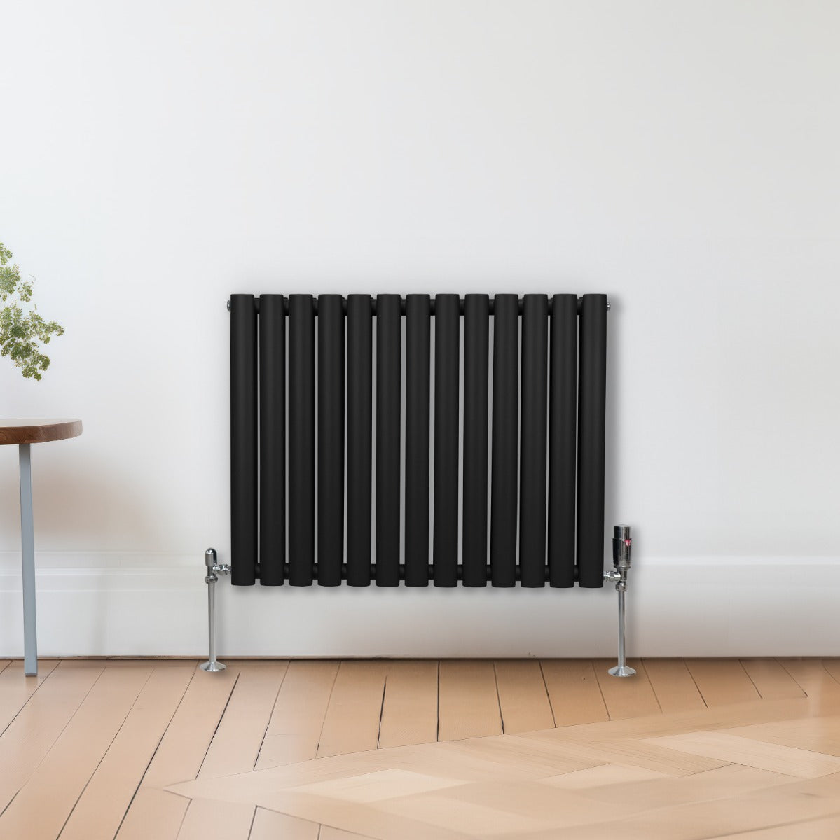 Oval Column Radiator & Valves - 600mm x 780mm – Black - Used - Very Good