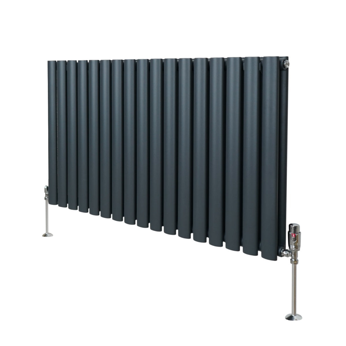 Oval Column Radiator & Valves - 600mm x 1020mm – Anthracite Grey - Used - Good