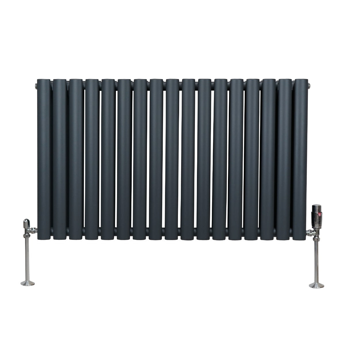 Oval Column Radiator & Valves - 600mm x 1020mm – Anthracite Grey - Like New
