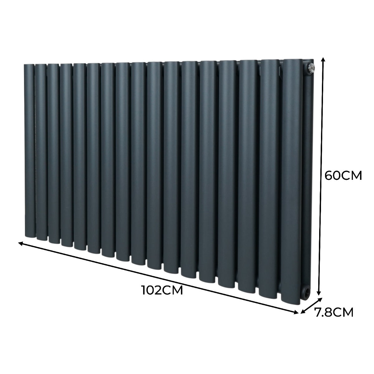 Oval Column Radiator & Valves - 600mm x 1020mm – Anthracite Grey - Like New