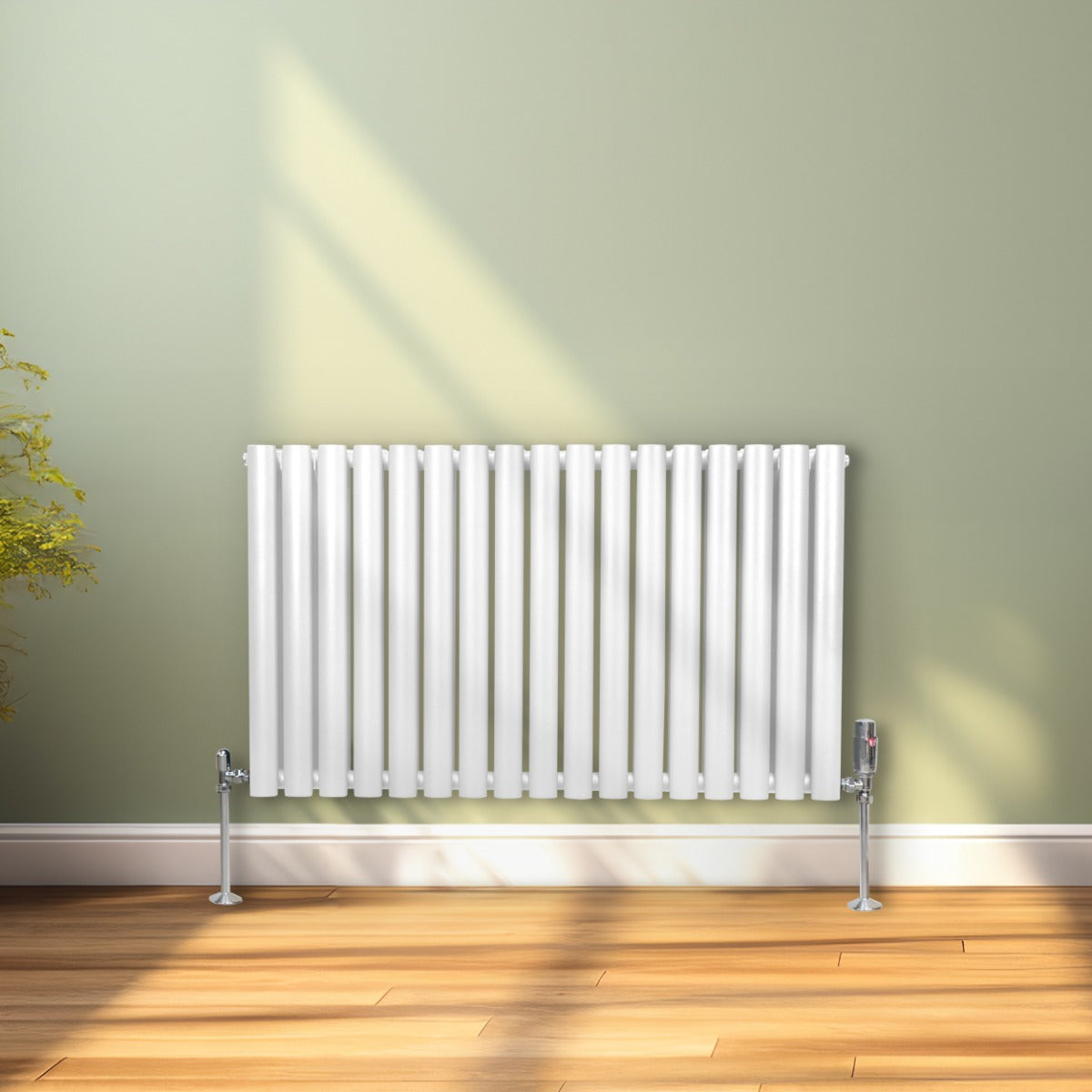 Oval Column Radiator & Valves - 600mm x 1020mm – White - Used - Acceptable