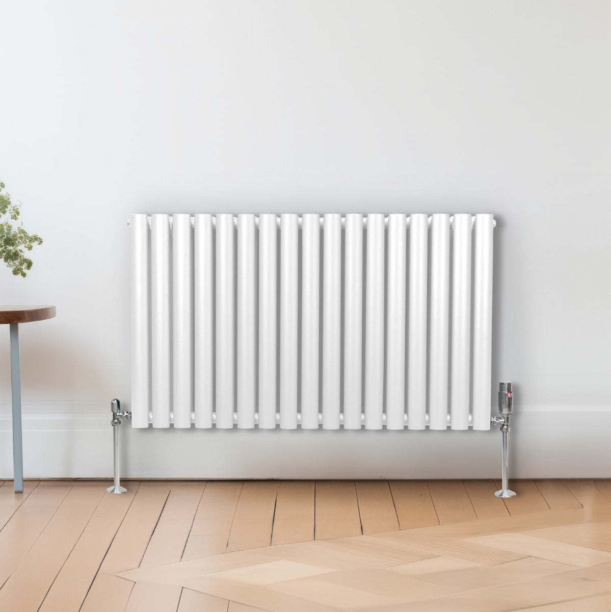 Oval Column Radiator & Valves - 600mm x 1020mm – White - Used - Acceptable