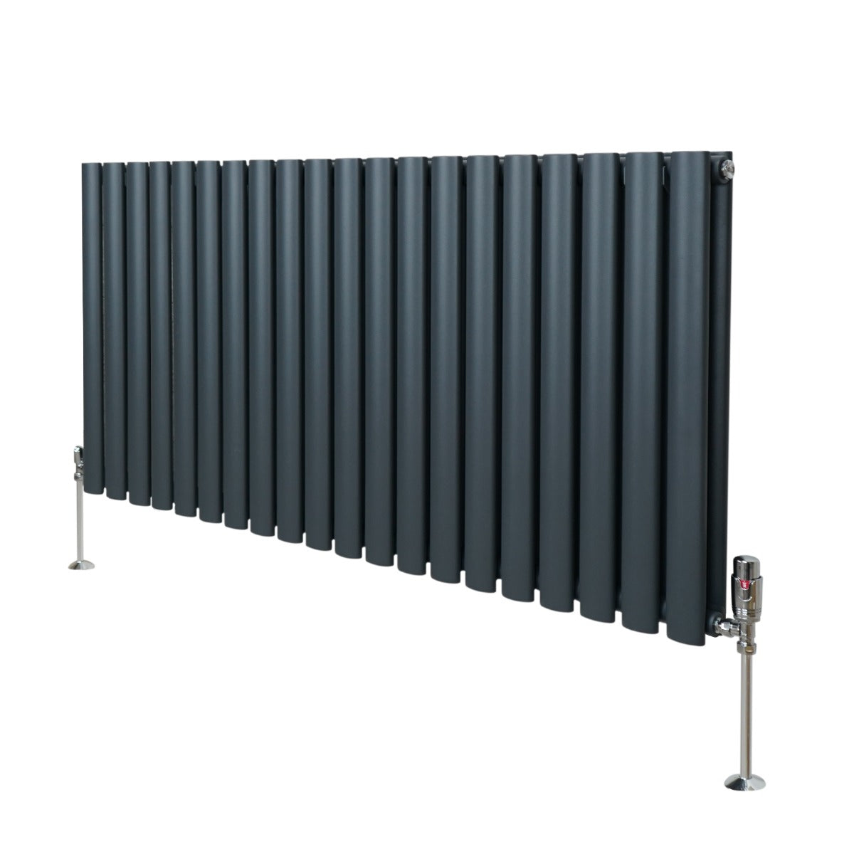 Oval Column Radiator & Valves - 600mm x 1200mm – Anthracite Grey - Used - Good