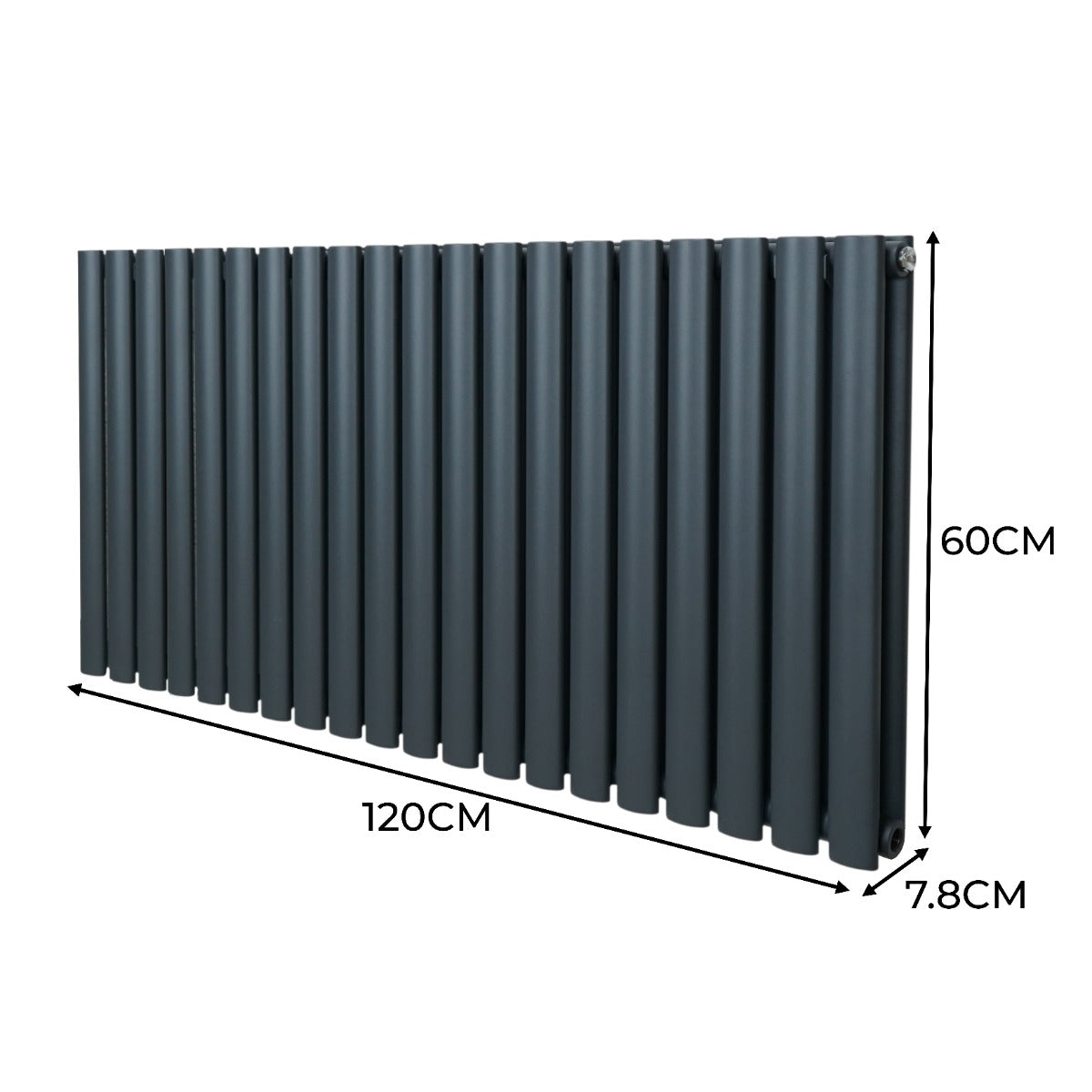 Oval Column Radiator & Valves - 600mm x 1200mm – Anthracite Grey - Like New