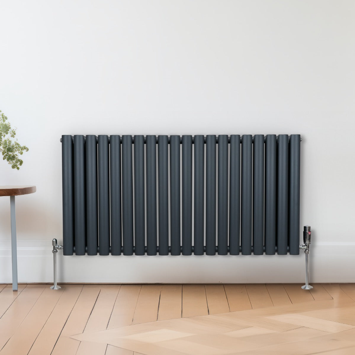 Oval Column Radiator & Valves - 600mm x 1200mm – Anthracite Grey - Used - Good