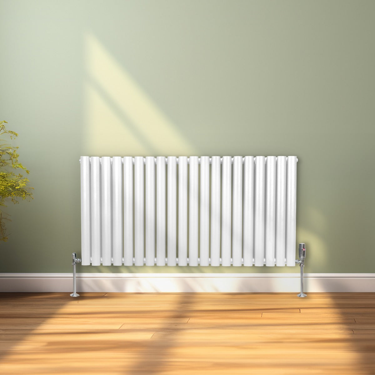 Oval Column Radiator & Valves - 600mm x 1200mm – White - Used - Acceptable
