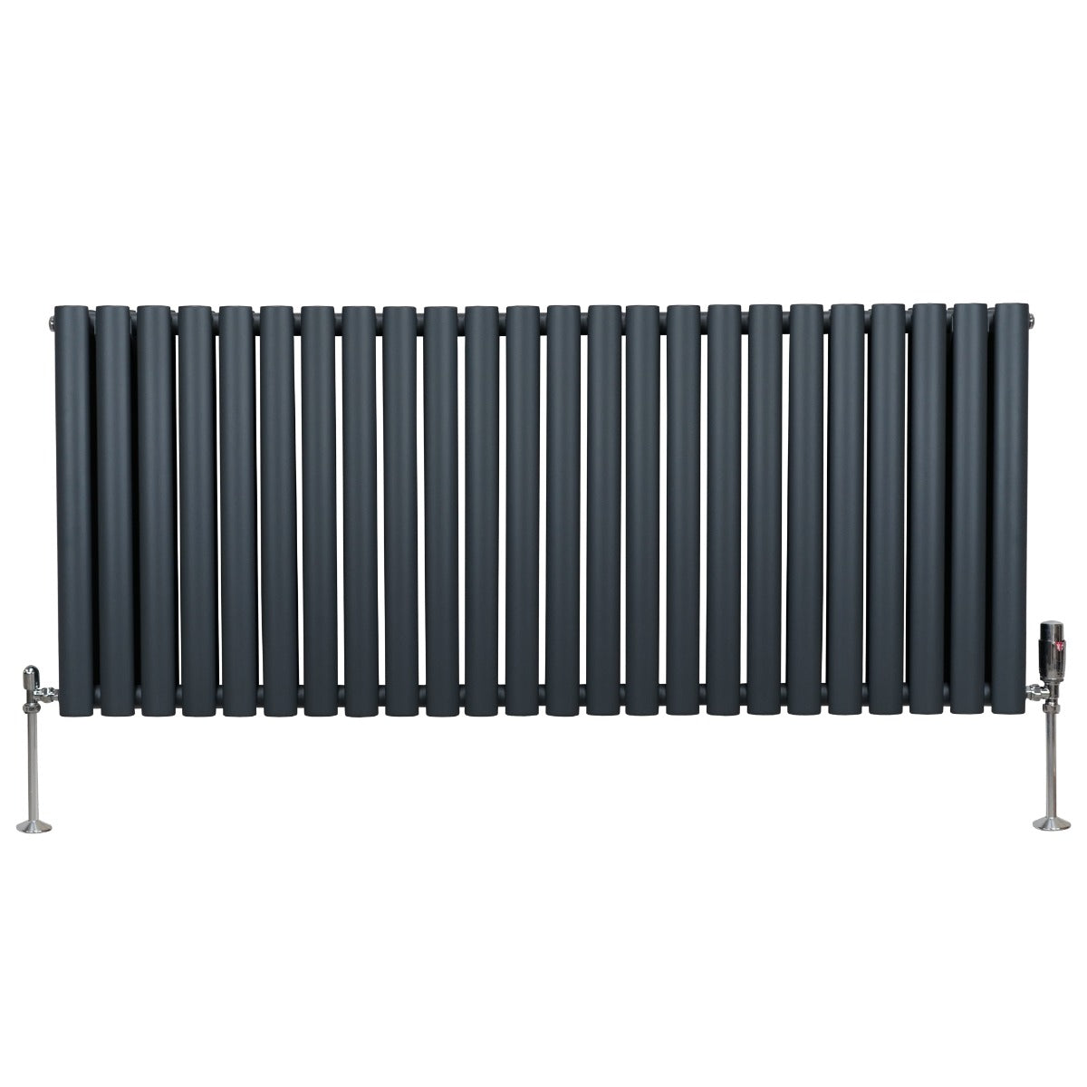 Oval Column Radiator & Valves - 600mm x 1440mm – Anthracite Grey - Used - Very Good