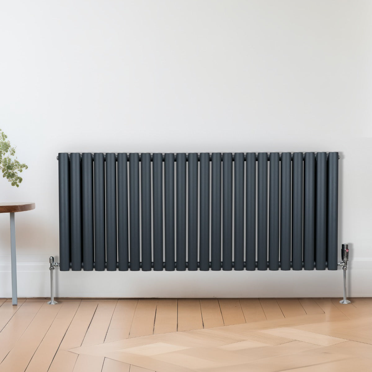 Oval Column Radiator & Valves - 600mm x 1440mm – Anthracite Grey - Used - Good