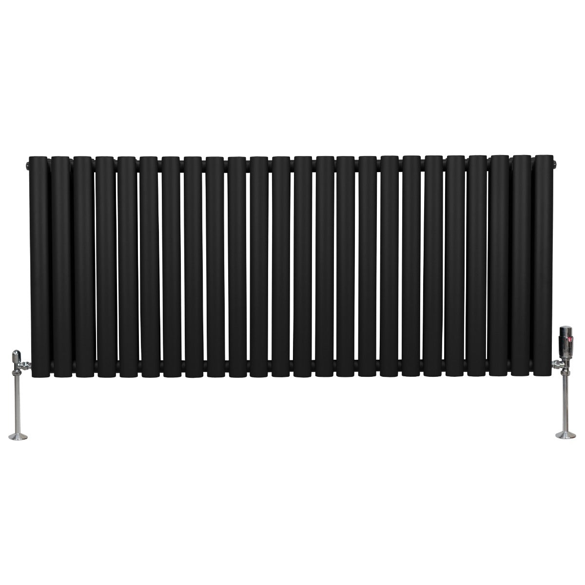 Oval Column Radiator & Valves - 600mm x 1440mm – Black - Used - Good