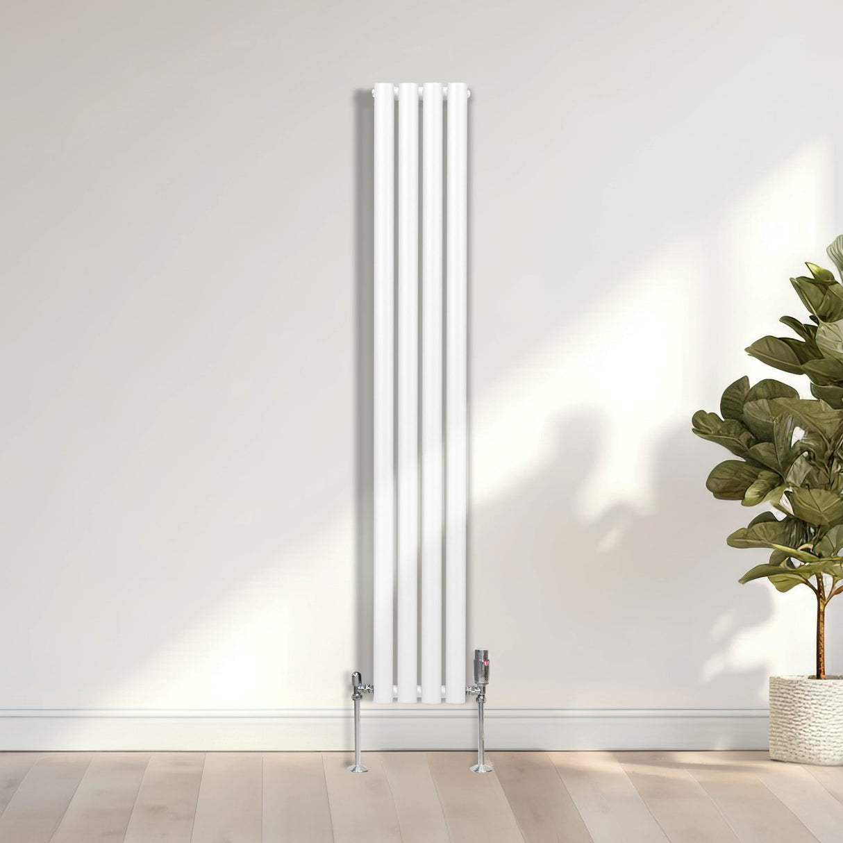 Oval Column Radiator & Valves - 1600mm x 240mm – White - Used - Very Good
