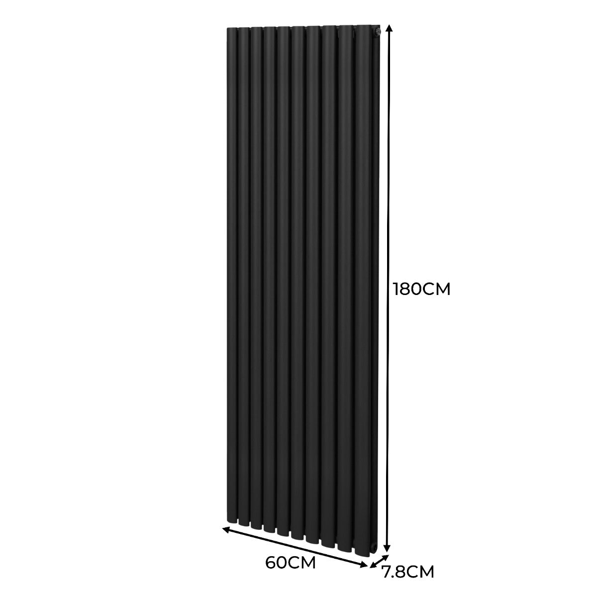 Oval Column Radiator & Valves - 1800mm x 600mm – Black - Used - Very Good