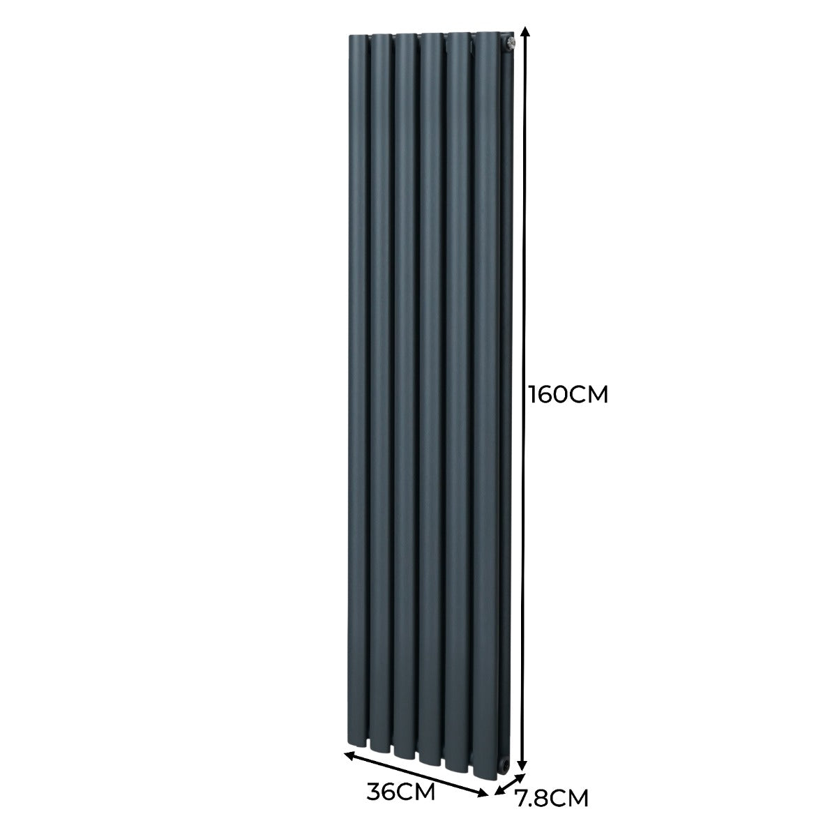 Oval Column Radiator & Valves - 1600mm x 360mm – Anthracite Grey - Used - Very Good