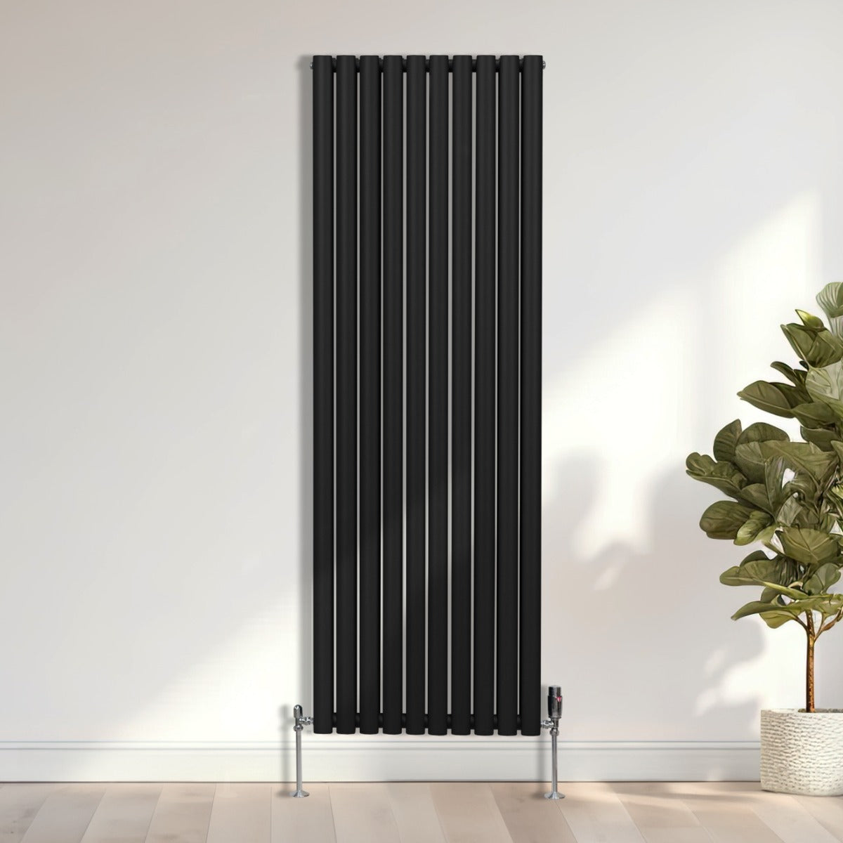 Oval Column Radiator & Valves - 1800mm x 600mm – Black - Used - Very Good