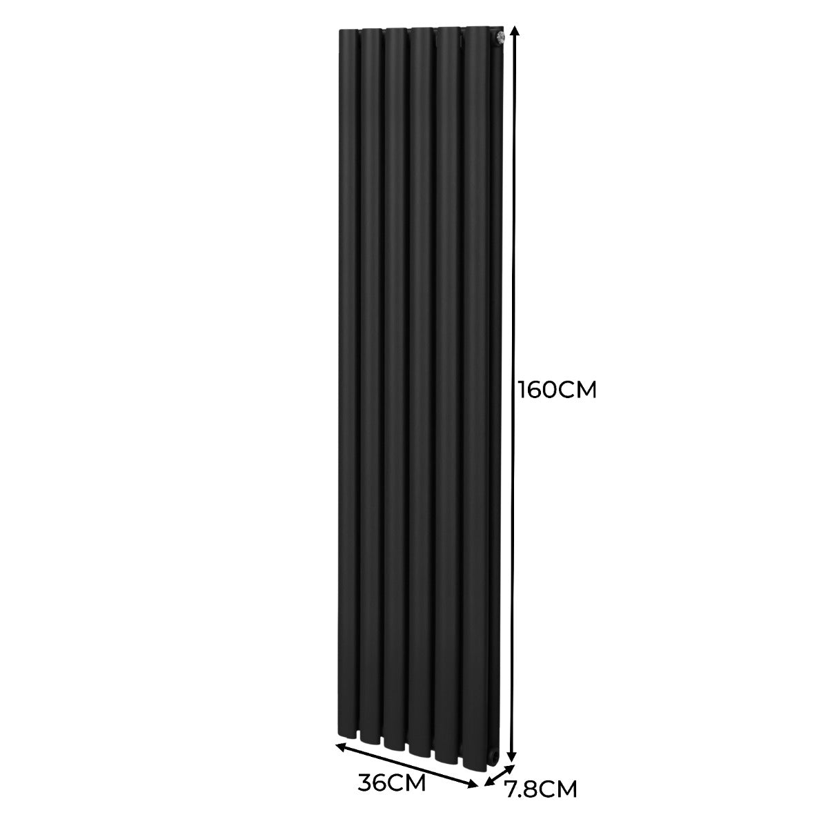 Oval Column Radiator & Valves - 1600mm x 360mm – Black - Used - Good