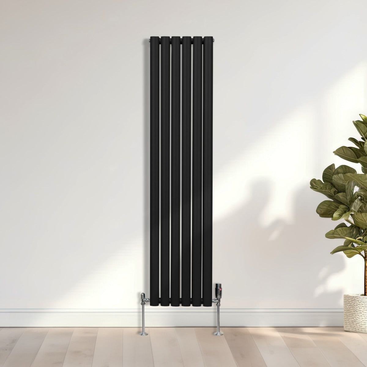 Oval Column Radiator & Valves - 1600mm x 360mm – Black - Like New