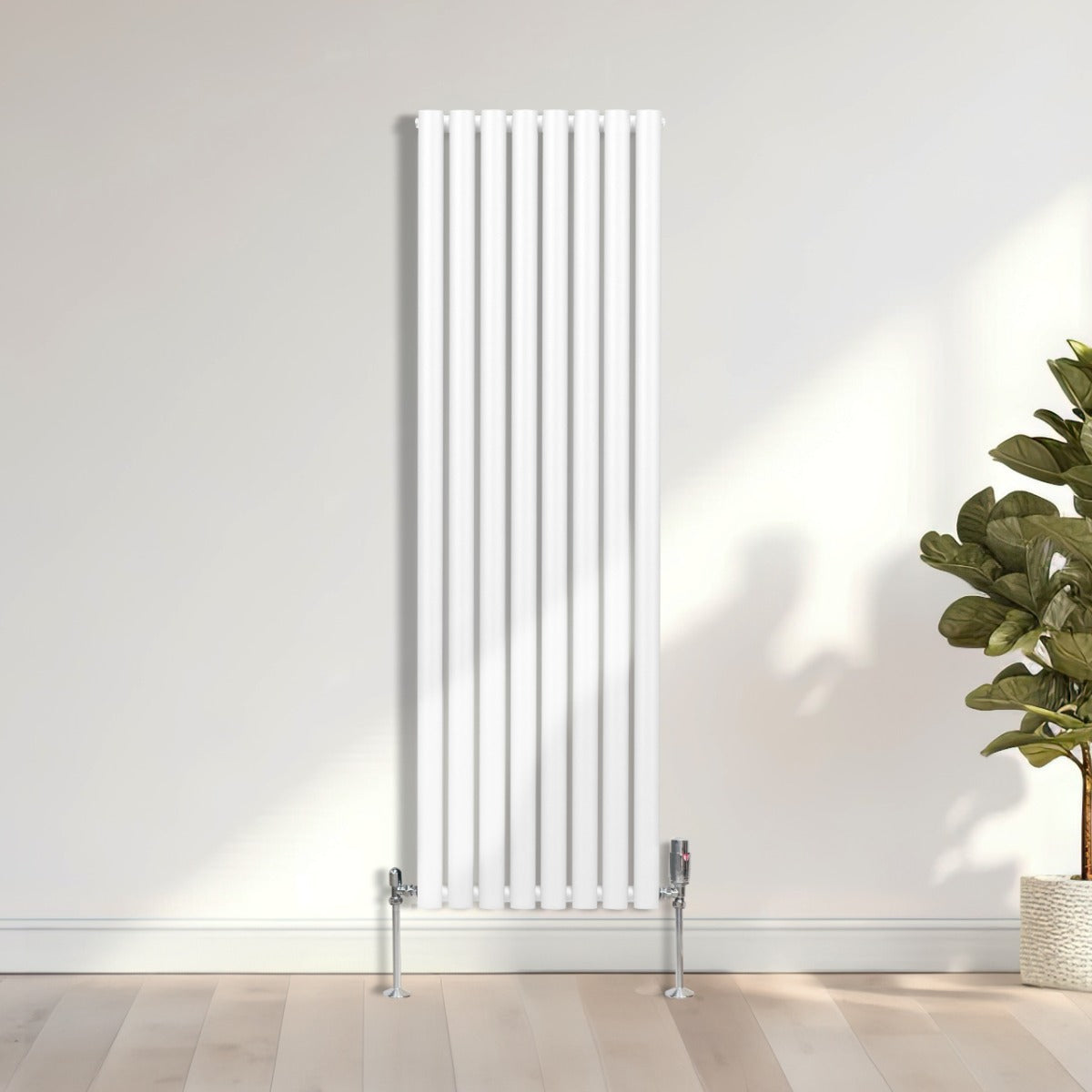 Oval Column Radiator & Valves - 1600mm x 480mm – White - Used - Good