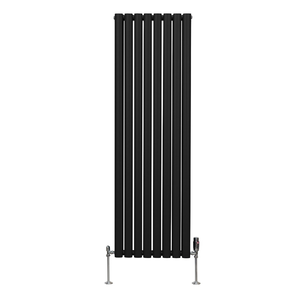 Oval Column Radiator & Valves - 1600mm x 480mm – Black - Used - Acceptable
