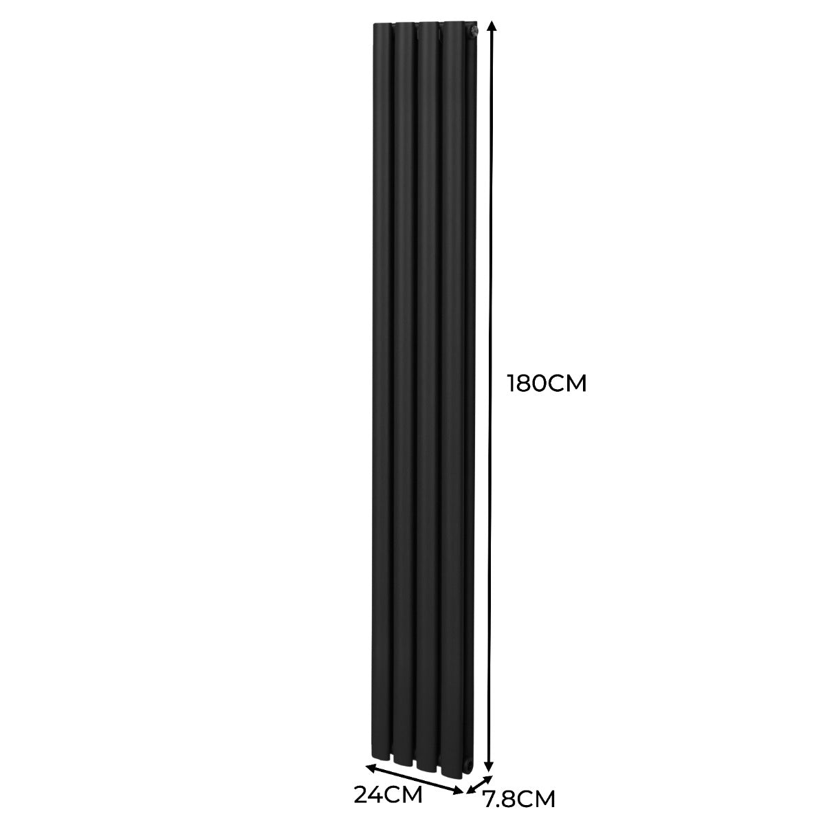 Oval Column Radiator & Valves - 1800mm x 240mm – Black - Used - Very Good