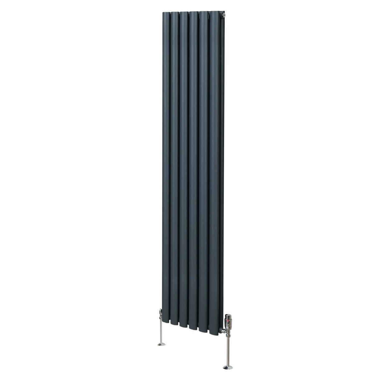 Oval Column Radiator & Valves - 1800mm x 360mm – Anthracite Grey - Like New