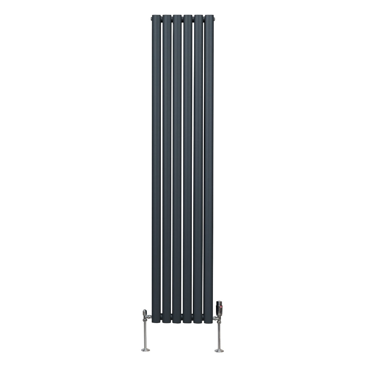 Oval Column Radiator & Valves - 1800mm x 360mm – Anthracite Grey - Like New