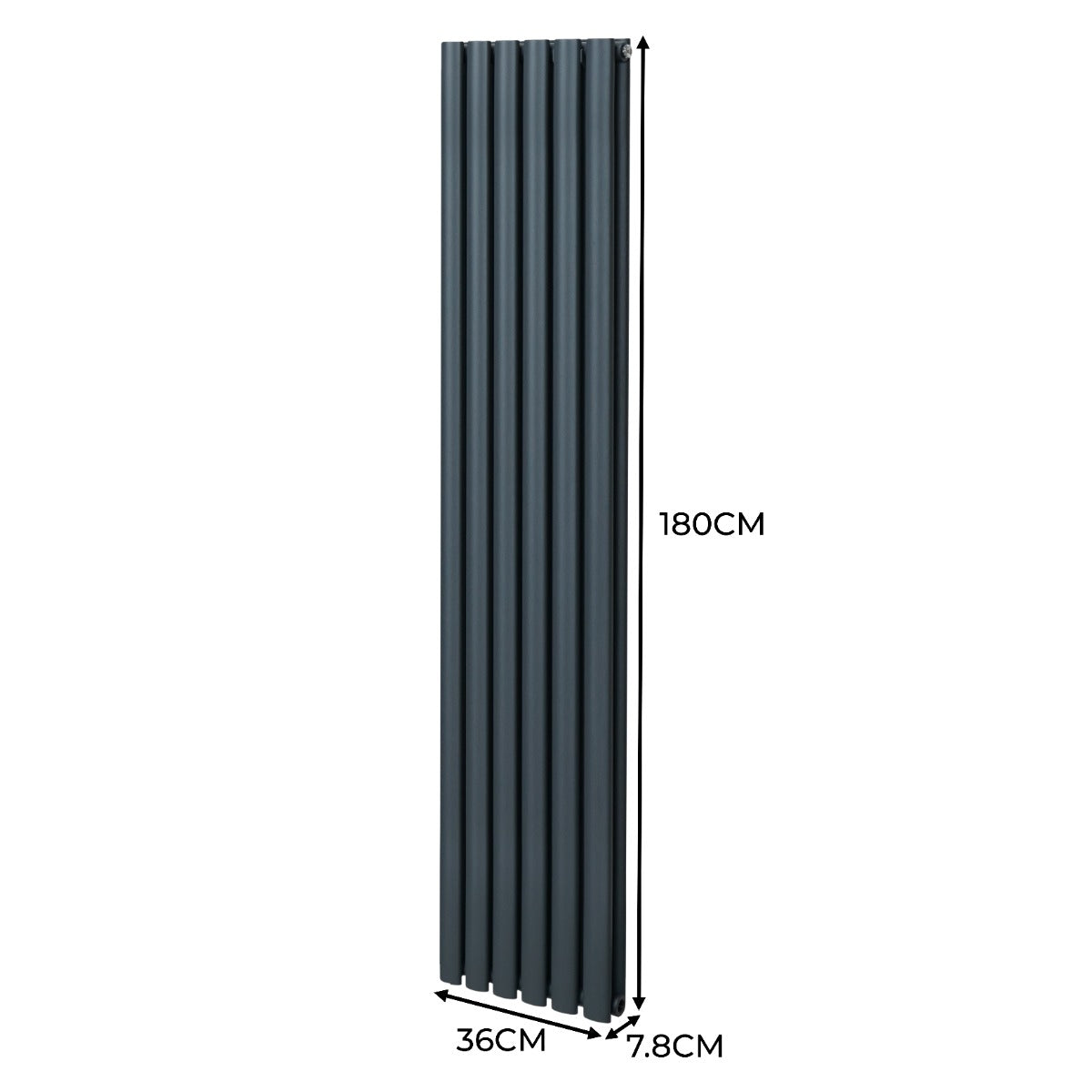 Oval Column Radiator & Valves - 1800mm x 360mm – Anthracite Grey - Like New
