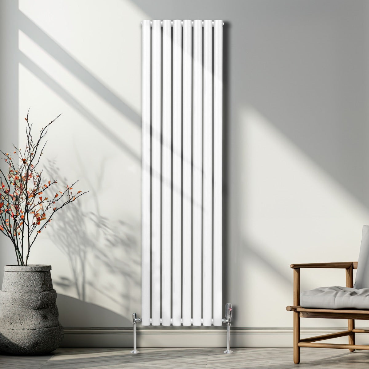Oval Column Radiator & Valves - 1800mm x 480mm – White - Used - Very Good
