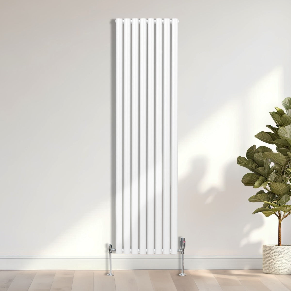 Oval Column Radiator & Valves - 1800mm x 480mm – White - Used - Very Good