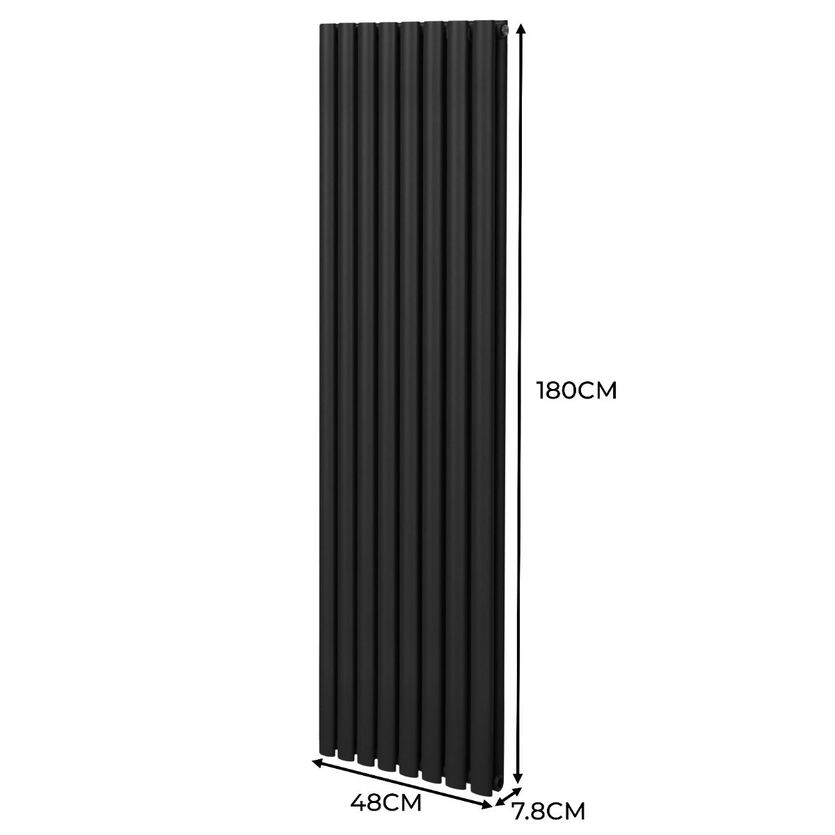 Oval Column Radiator & Valves - 1800mm x 480mm – Black - Like New