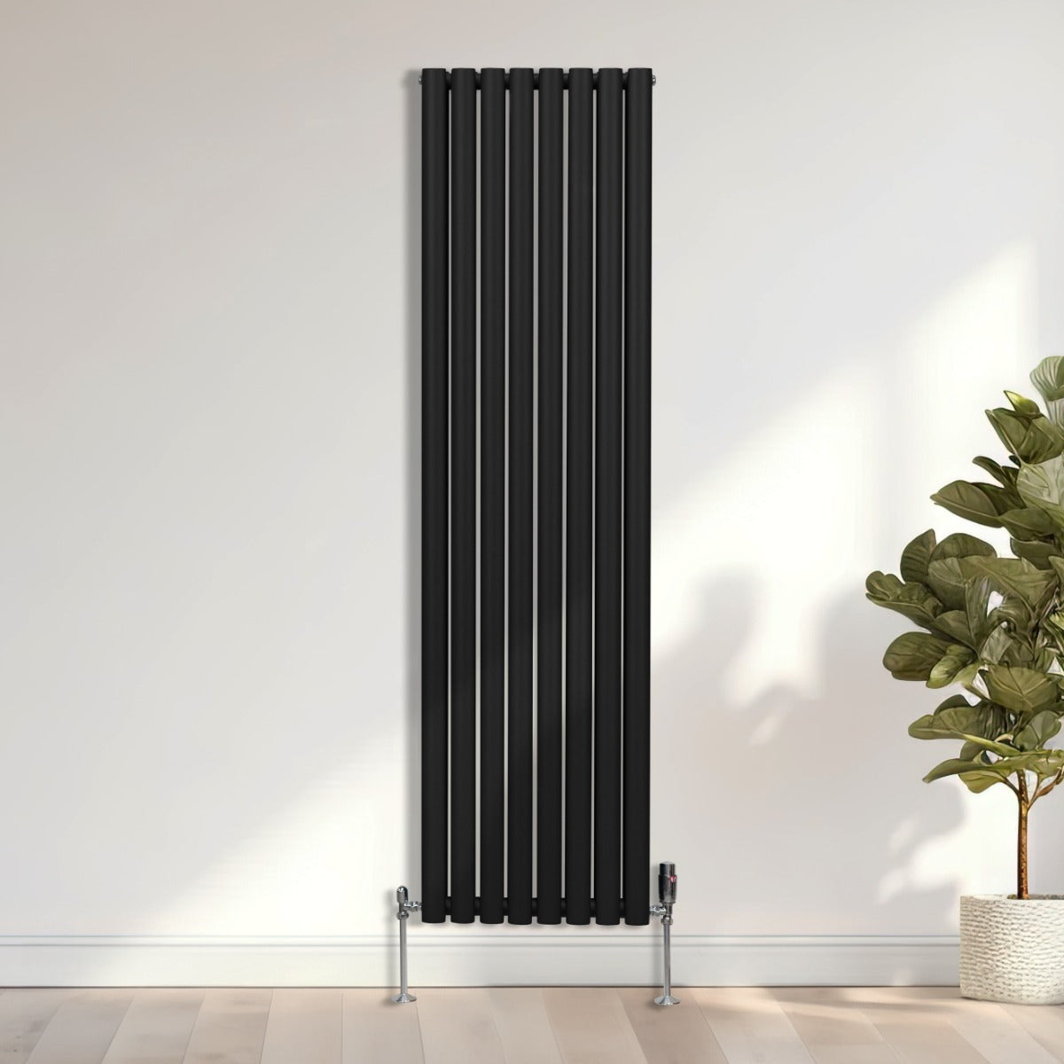 Oval Column Radiator & Valves - 1800mm x 480mm – Black - Like New