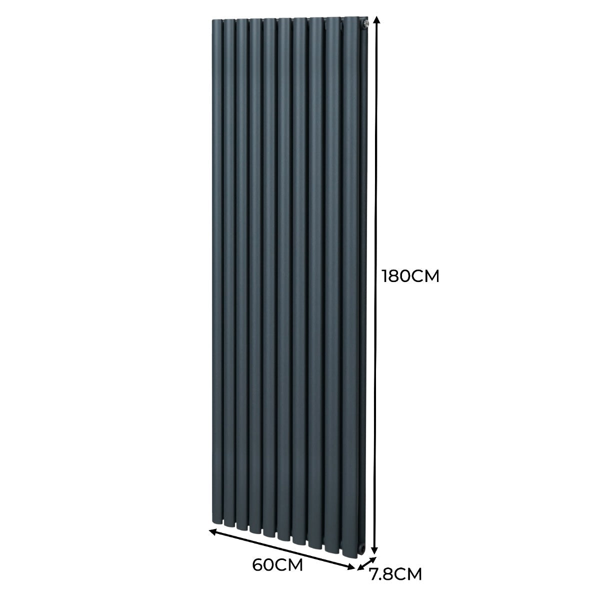 Oval Column Radiator & Valves - 1800mm x 600mm – Anthracite Grey - Used - Very Good