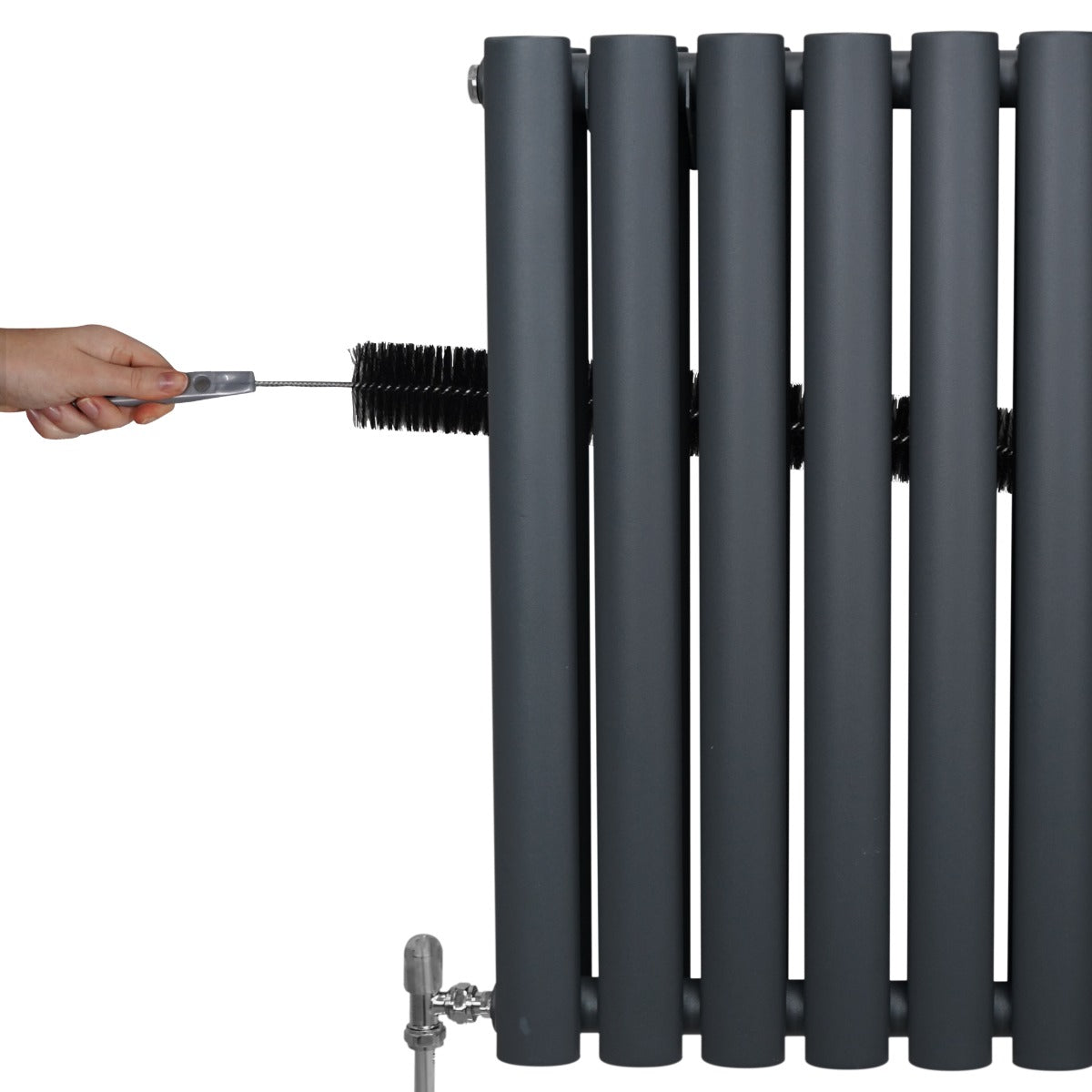 Oval Column Radiator & Valves - 1800mm x 600mm – Anthracite Grey - Used - Very Good