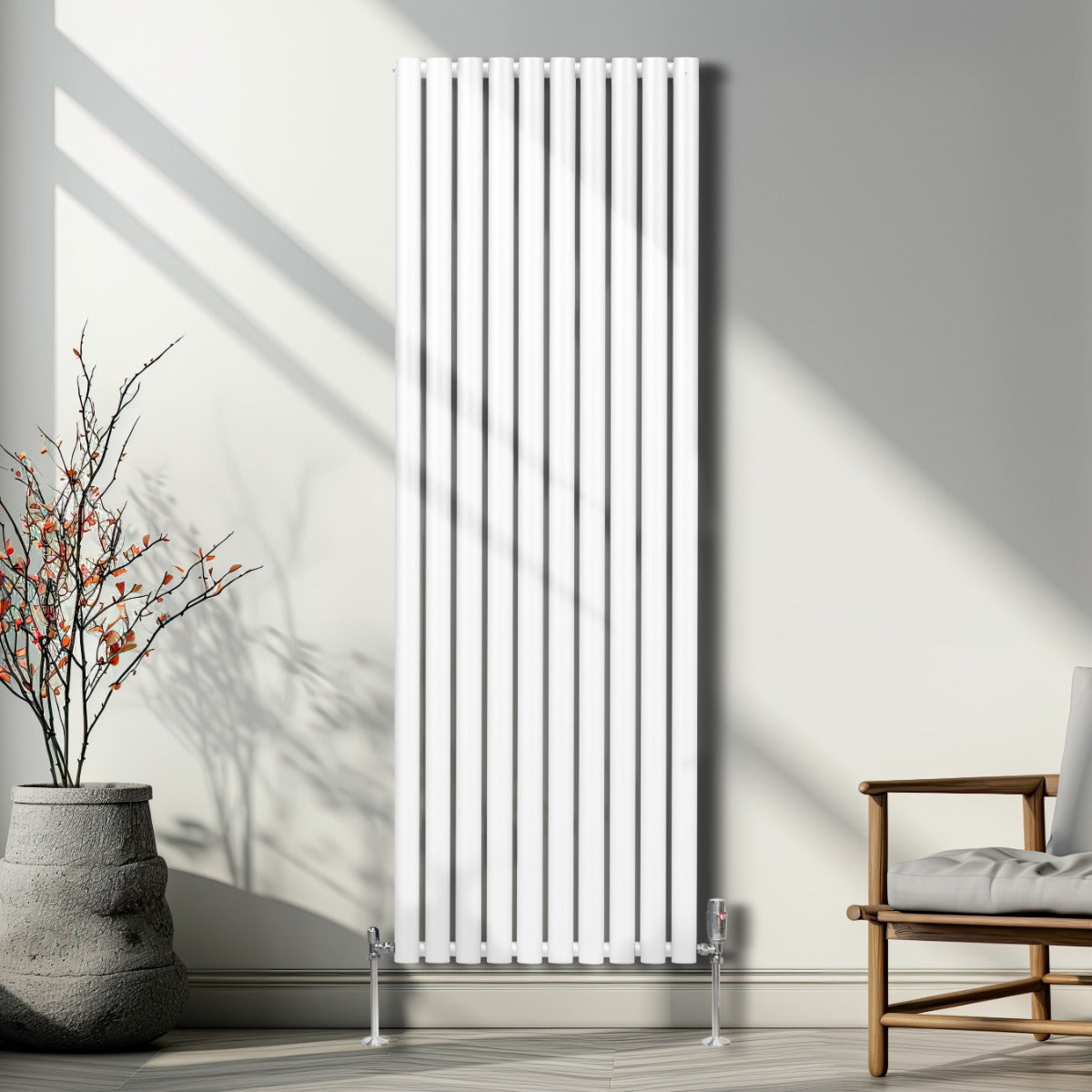 Oval Column Radiator & Valves - 1800mm x 600mm – White - Used - Very Good