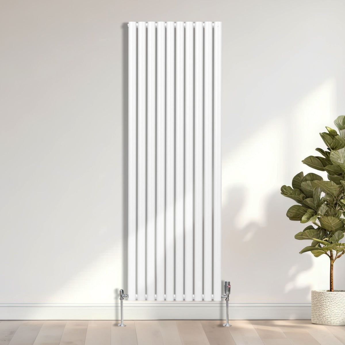 Oval Column Radiator & Valves - 1800mm x 600mm – White - Used - Very Good