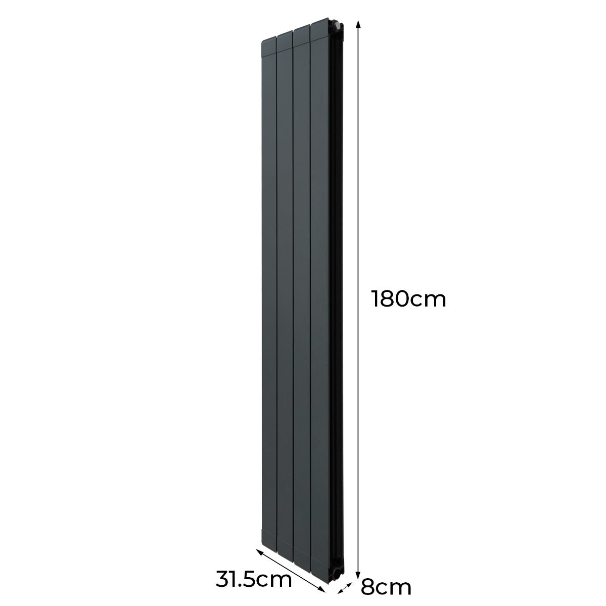 Aluminium Radiator & Valves - 1800mm x 315mm - Anthracite Grey - Used - Acceptable
