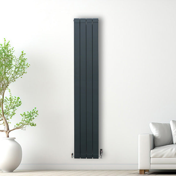 Aluminium Radiator & Valves - 1800mm x 315mm - Anthracite Grey - Used - Acceptable