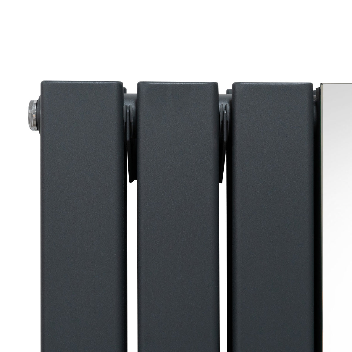 Flat Mirror Radiator & Valves - 1800mm x 425mm - Anthracite Grey - Used - Very Good