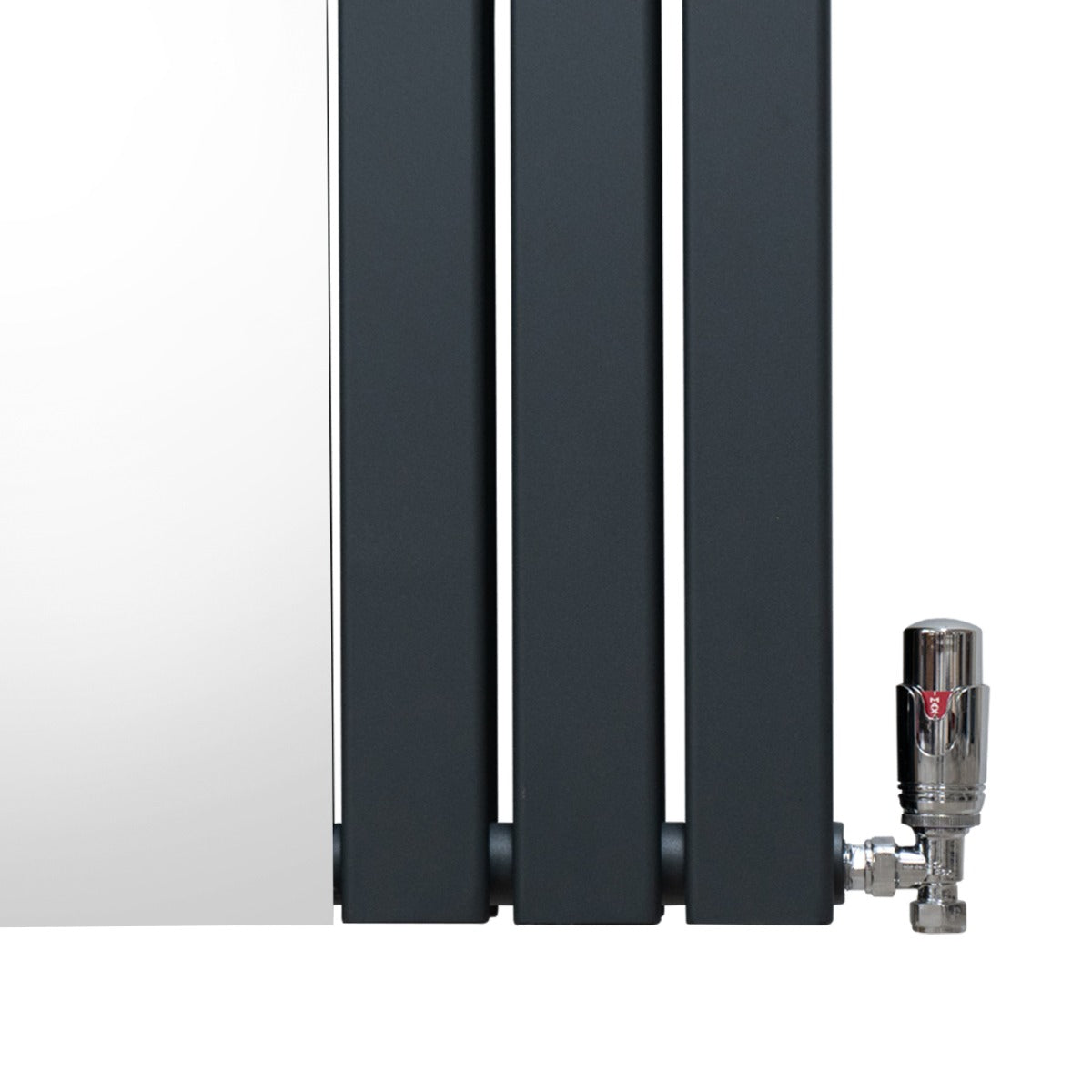Flat Mirror Radiator & Valves - 1800mm x 425mm - Anthracite Grey - Used - Very Good
