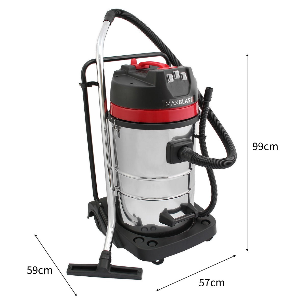 80L Industrial Vacuum, 5 Attachments & 3 Hoover Bags - Like New