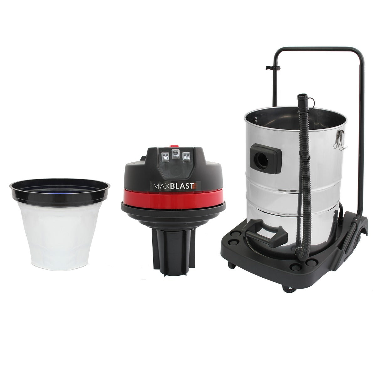 80L Industrial Vacuum, 5 Attachments & 3 Hoover Bags - Like New