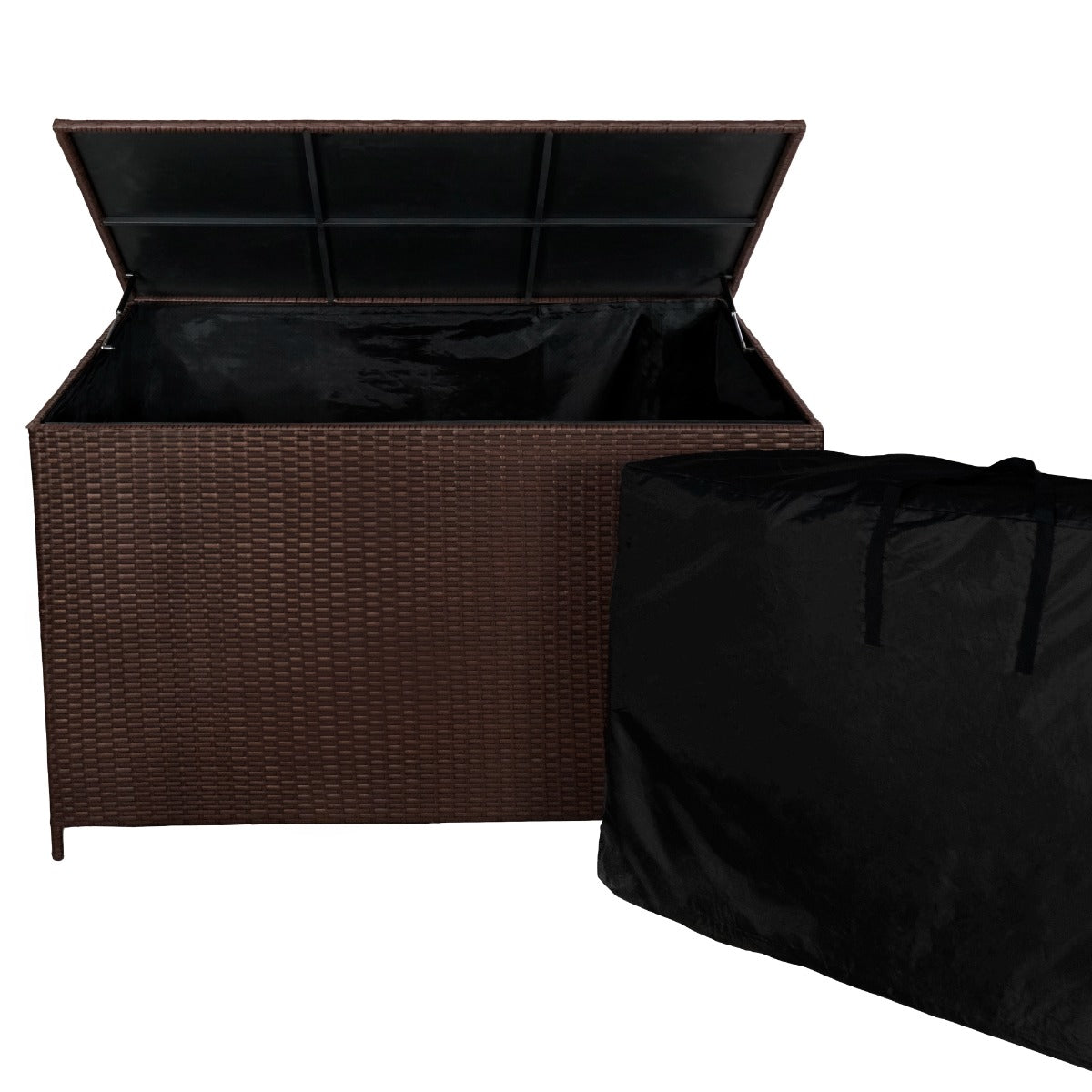 Rattan Corner Set & Cushion Storage Box - Brown - Used - Acceptable