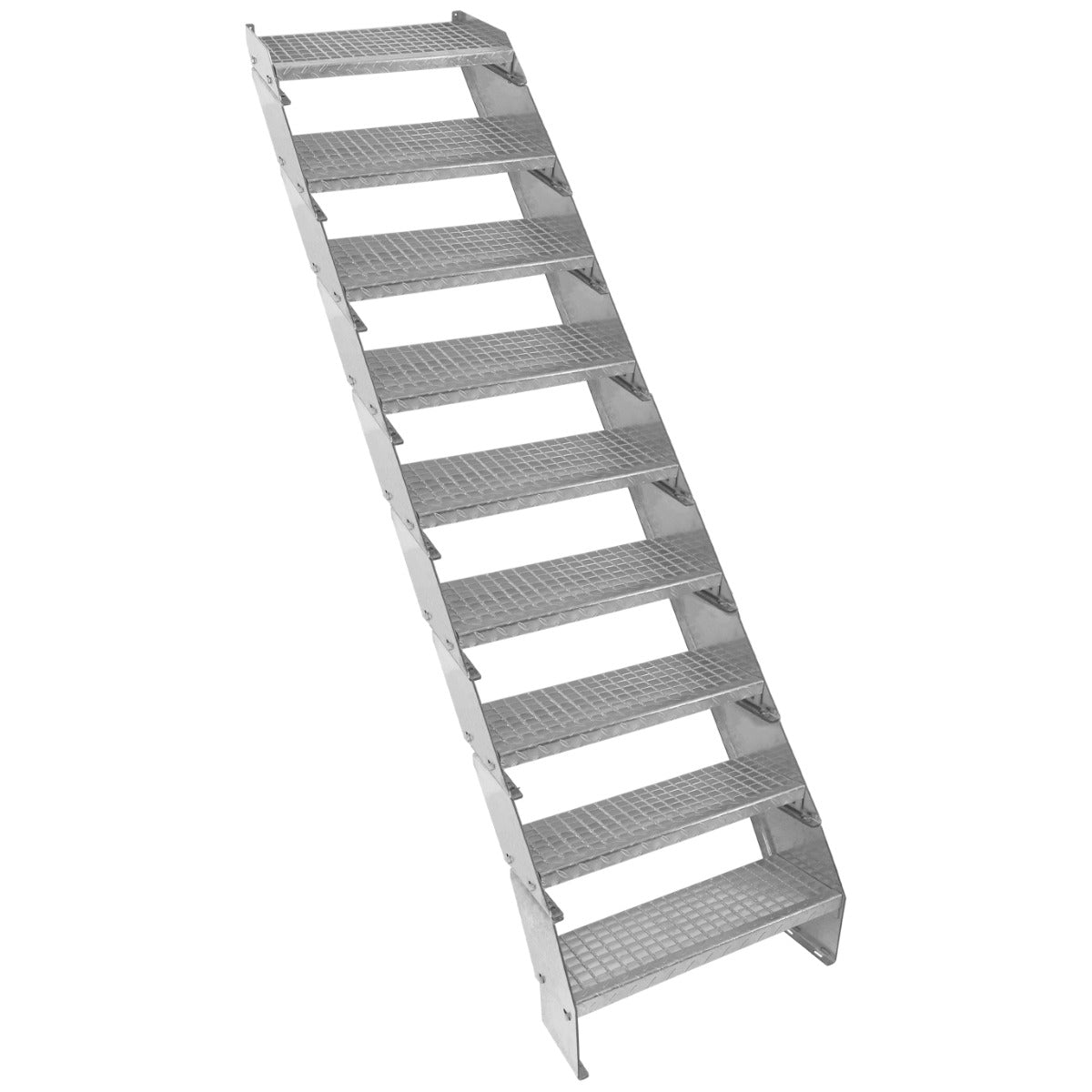 Adjustable 9 Section Galvanised Staircase - 600mm Wide - Used - Acceptable
