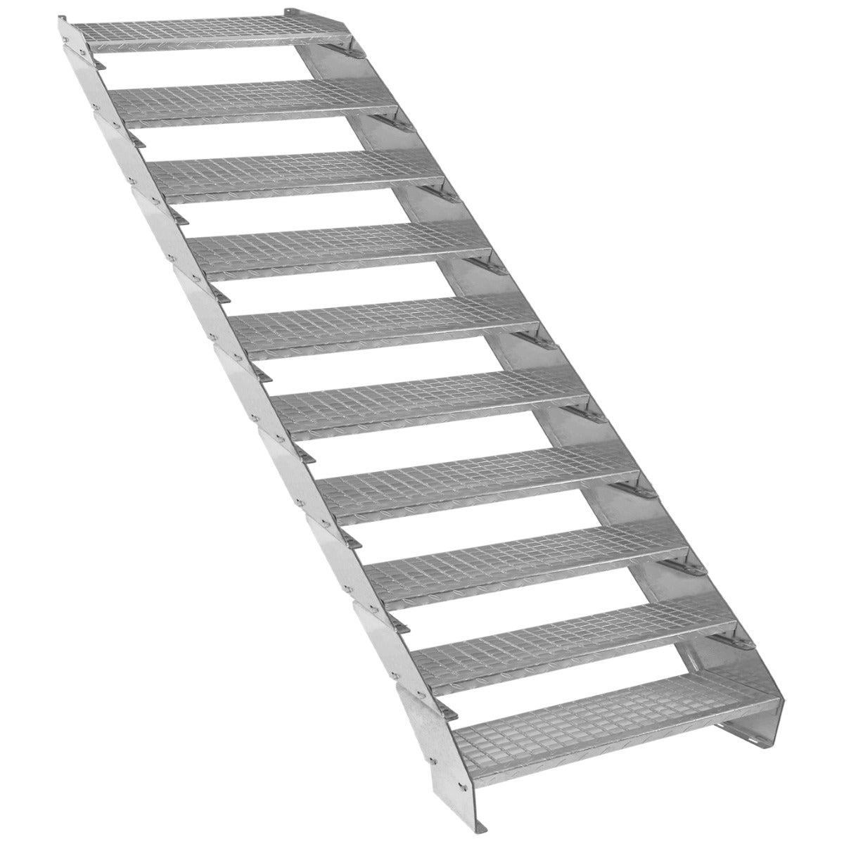 Adjustable 10 Section Galvanised Staircase - 900mm Wide - Like New