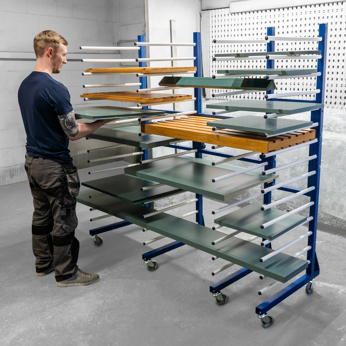 Combi Spray Drying Rack Trolley x 5 & 4 Connectors - Used - Very Good